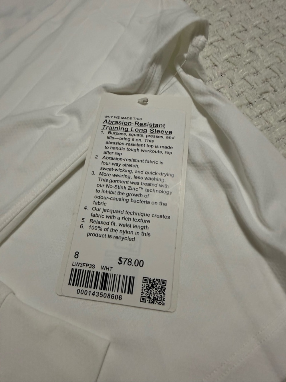 Lululemon women’s NEW abrasion resistant cropped training long sleeve.  Size 8. - Picture 5 of 5